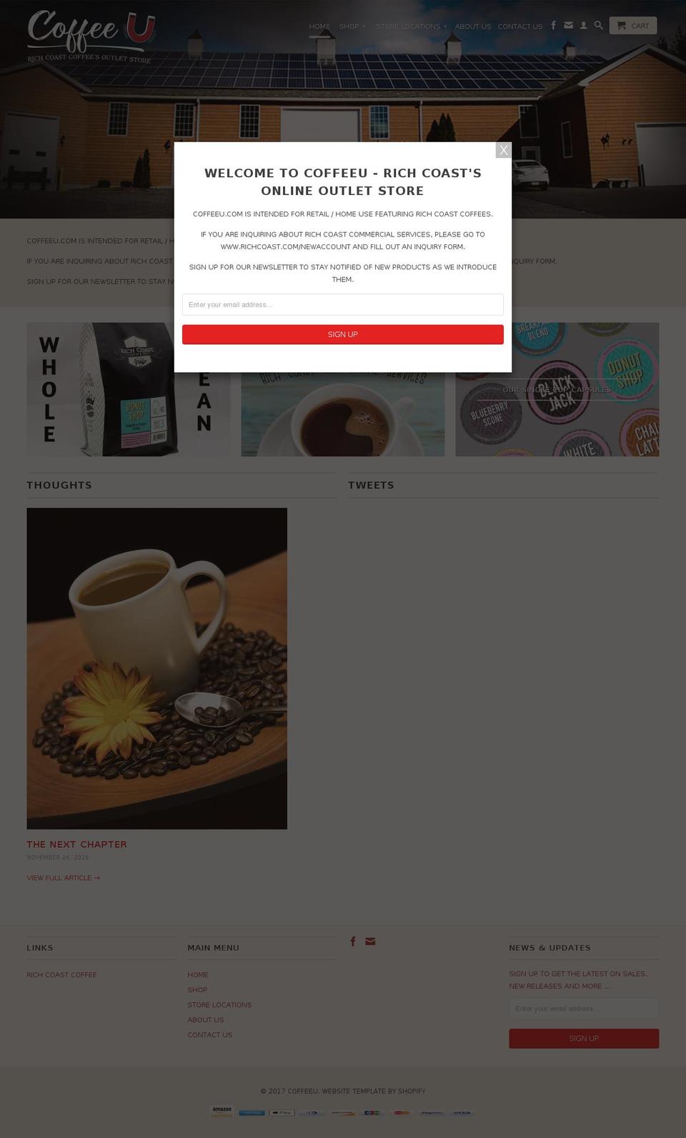 coffeeu.com shopify website screenshot