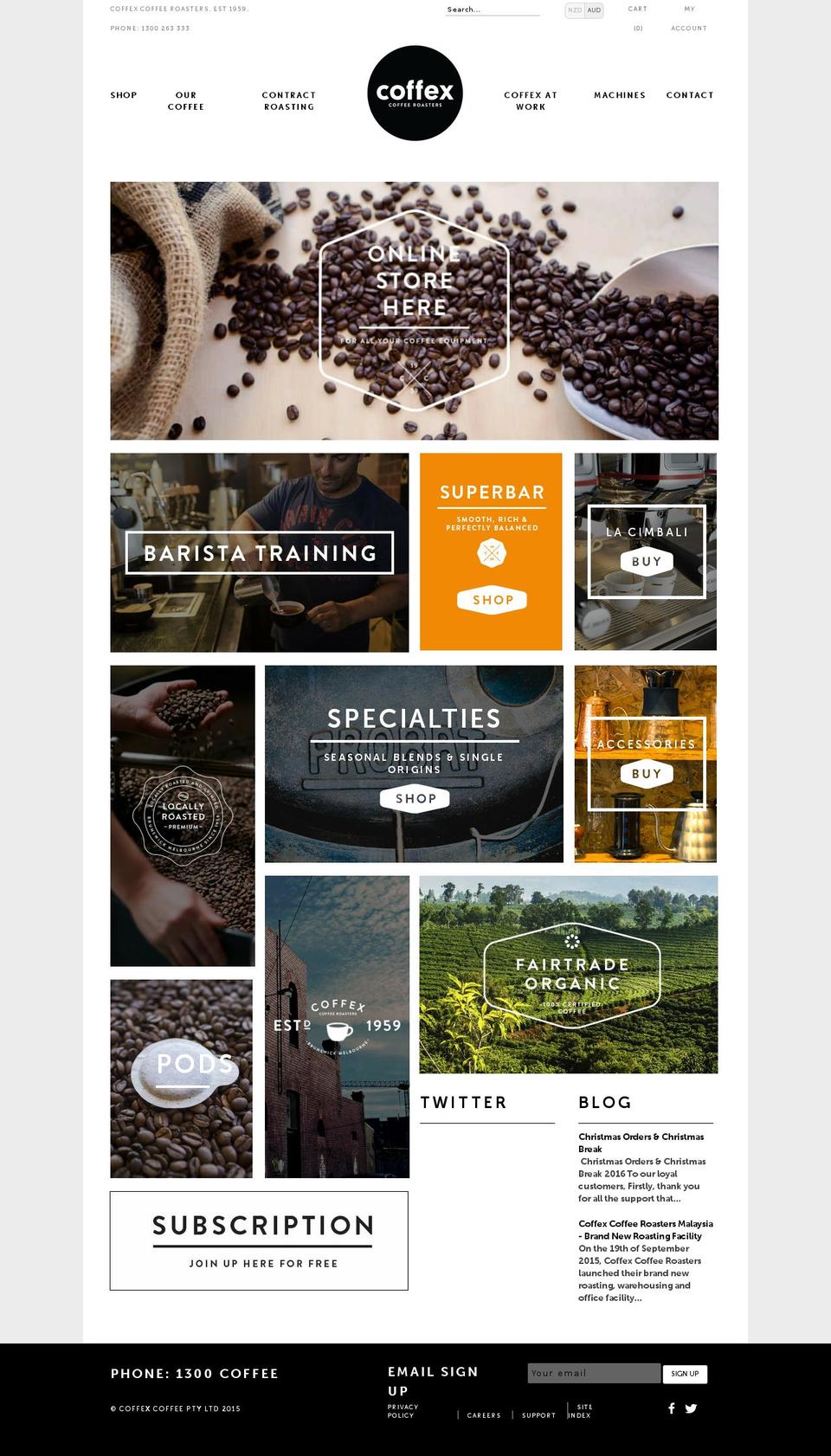 coffex.com.au shopify website screenshot