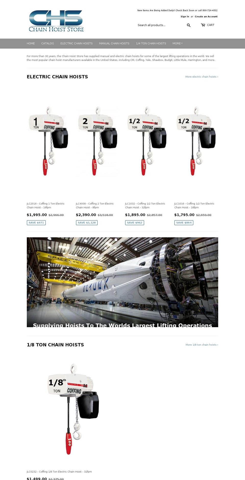 coffingchainhoist.com — Shopify storefront screenshot
