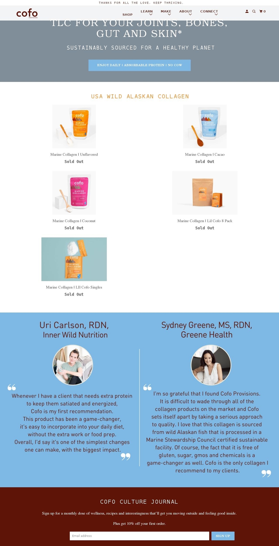 cofoprovisions.com — Shopify storefront screenshot