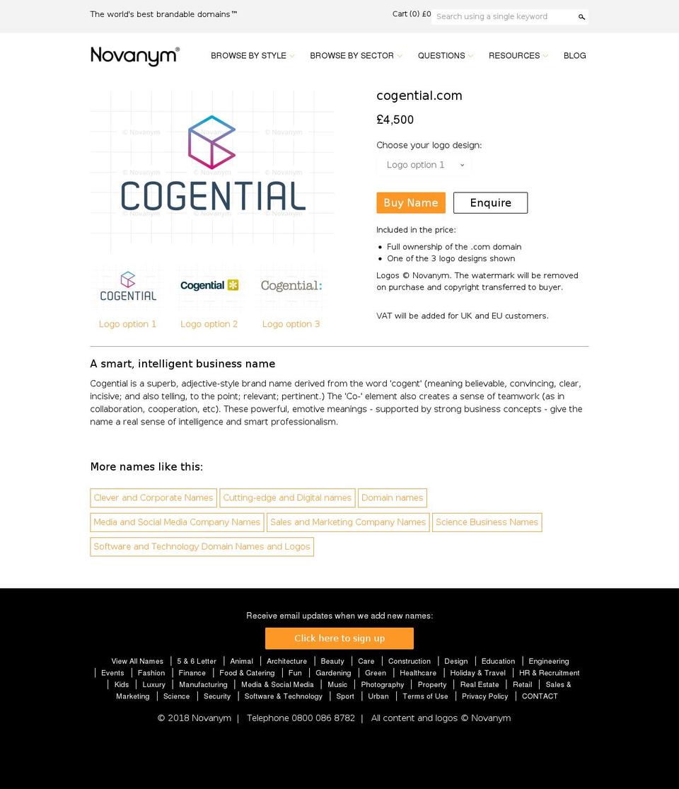 cogential.com — Shopify storefront screenshot