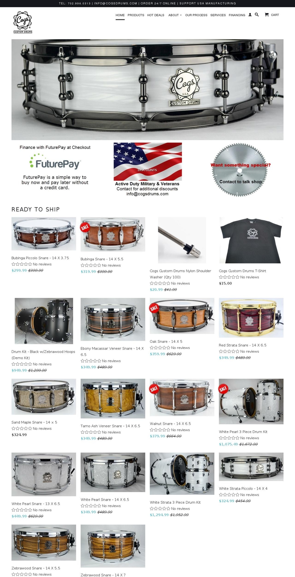 Capital Shopify theme site example cogsdrums.com