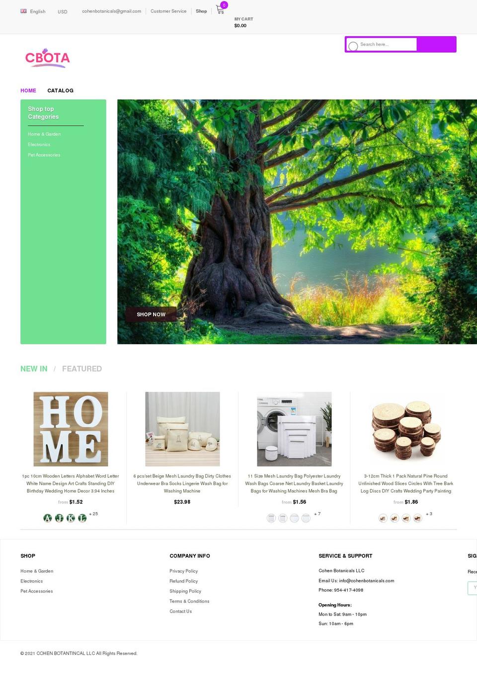 Theme export homeandshops-com-theme-export-tik Shopify theme site example cohenbotanicals.com