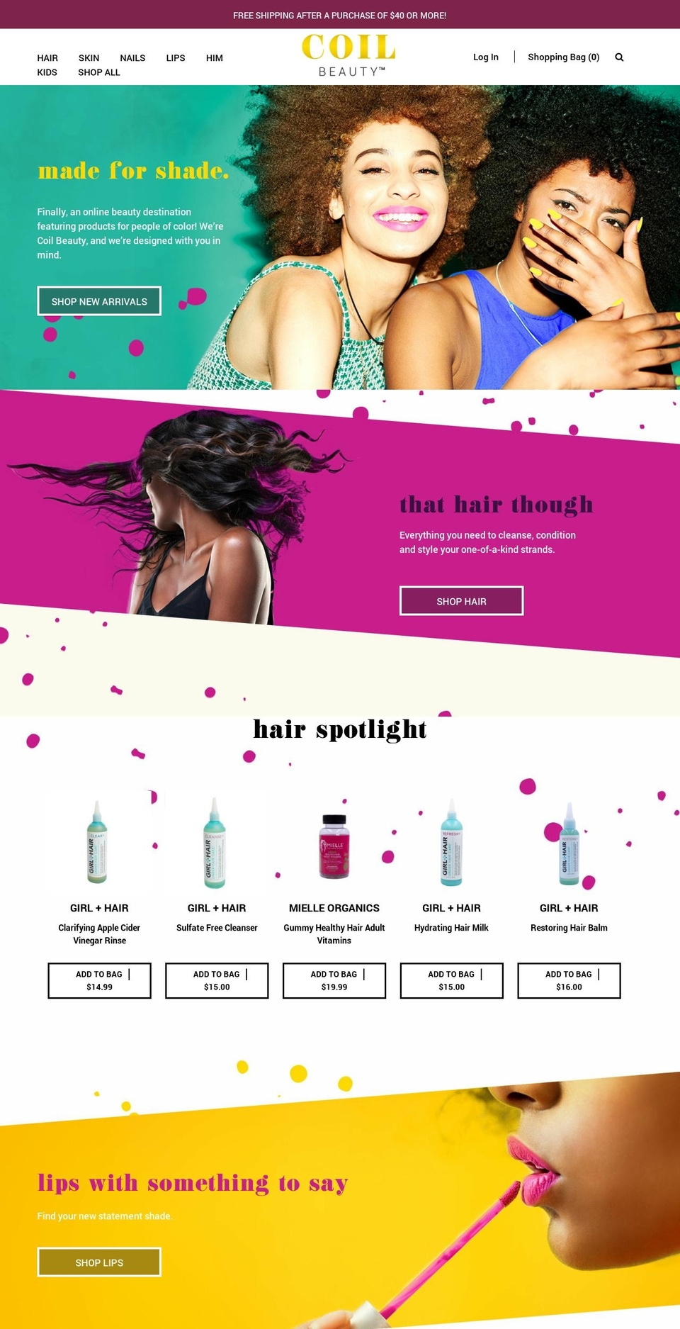 coilbeauty.com — Shopify storefront screenshot