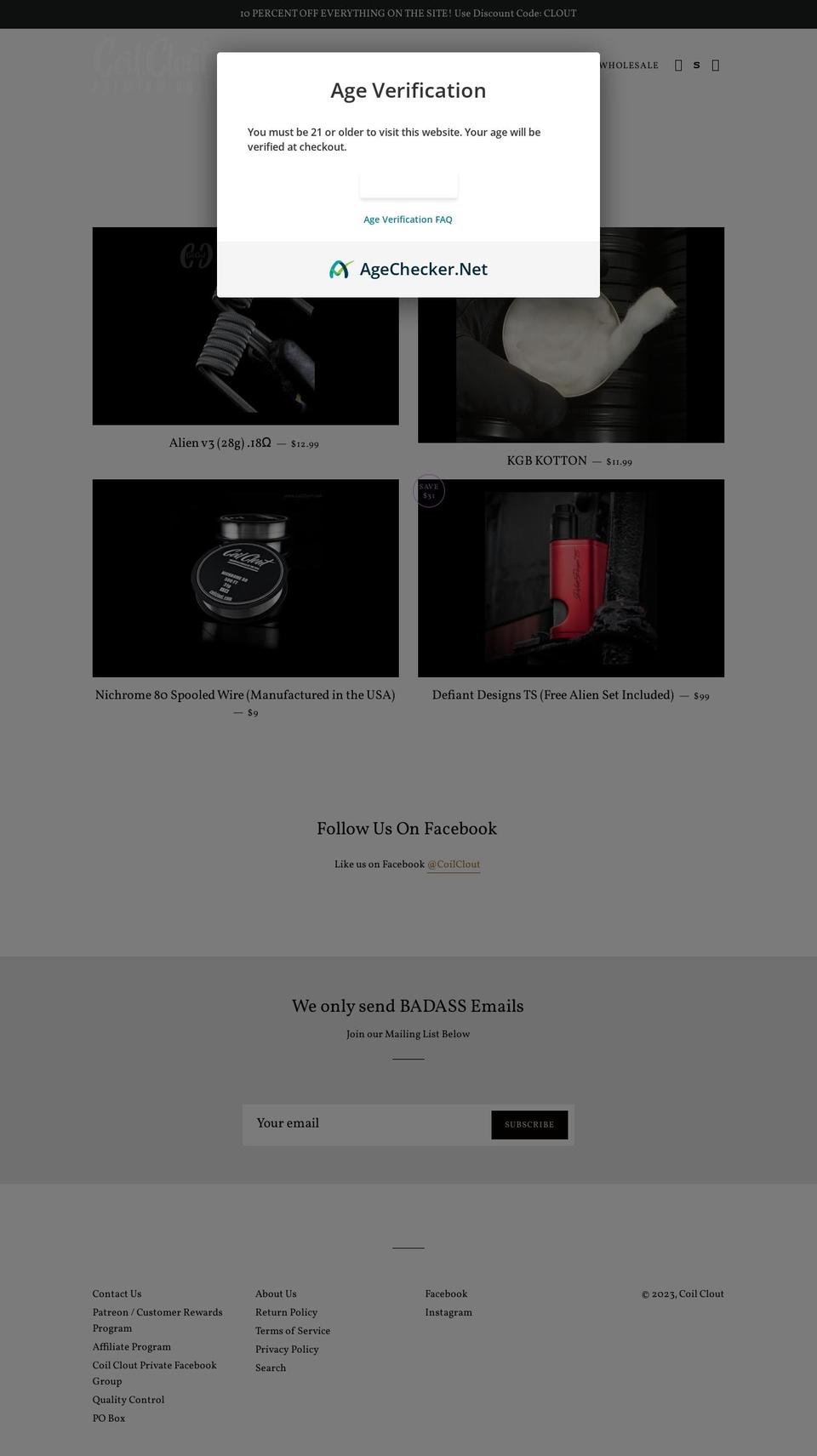 coilclout.com shopify website screenshot