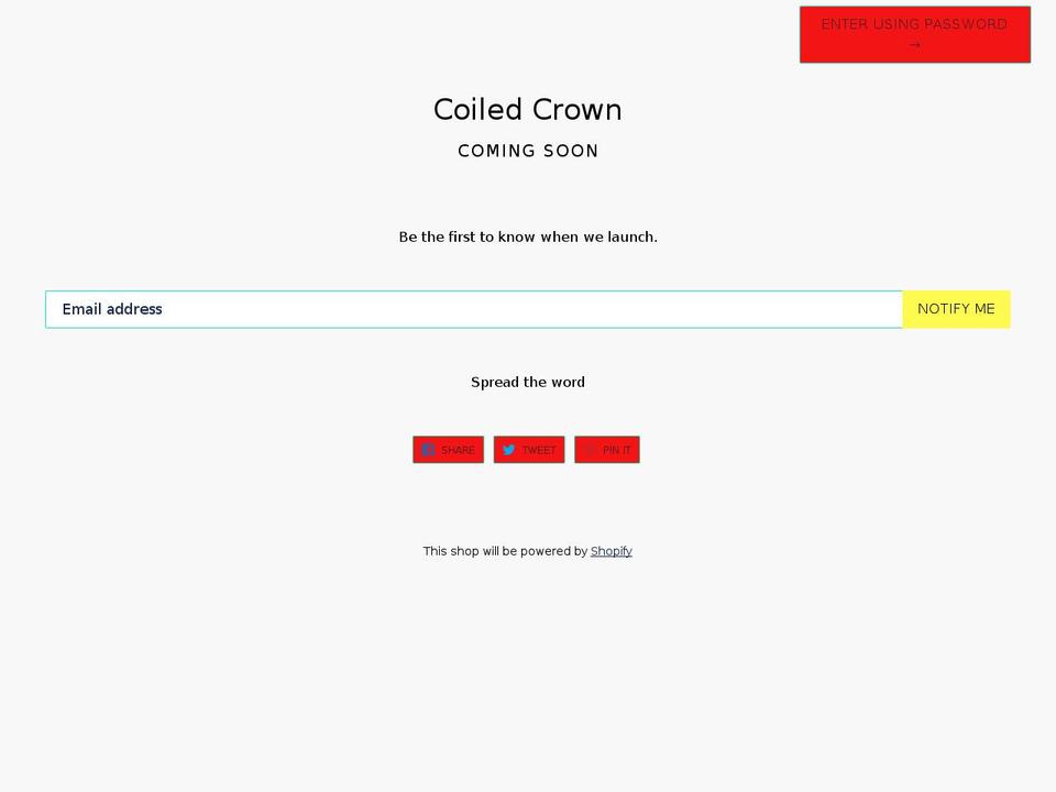 coiledcrown.net shopify website screenshot
