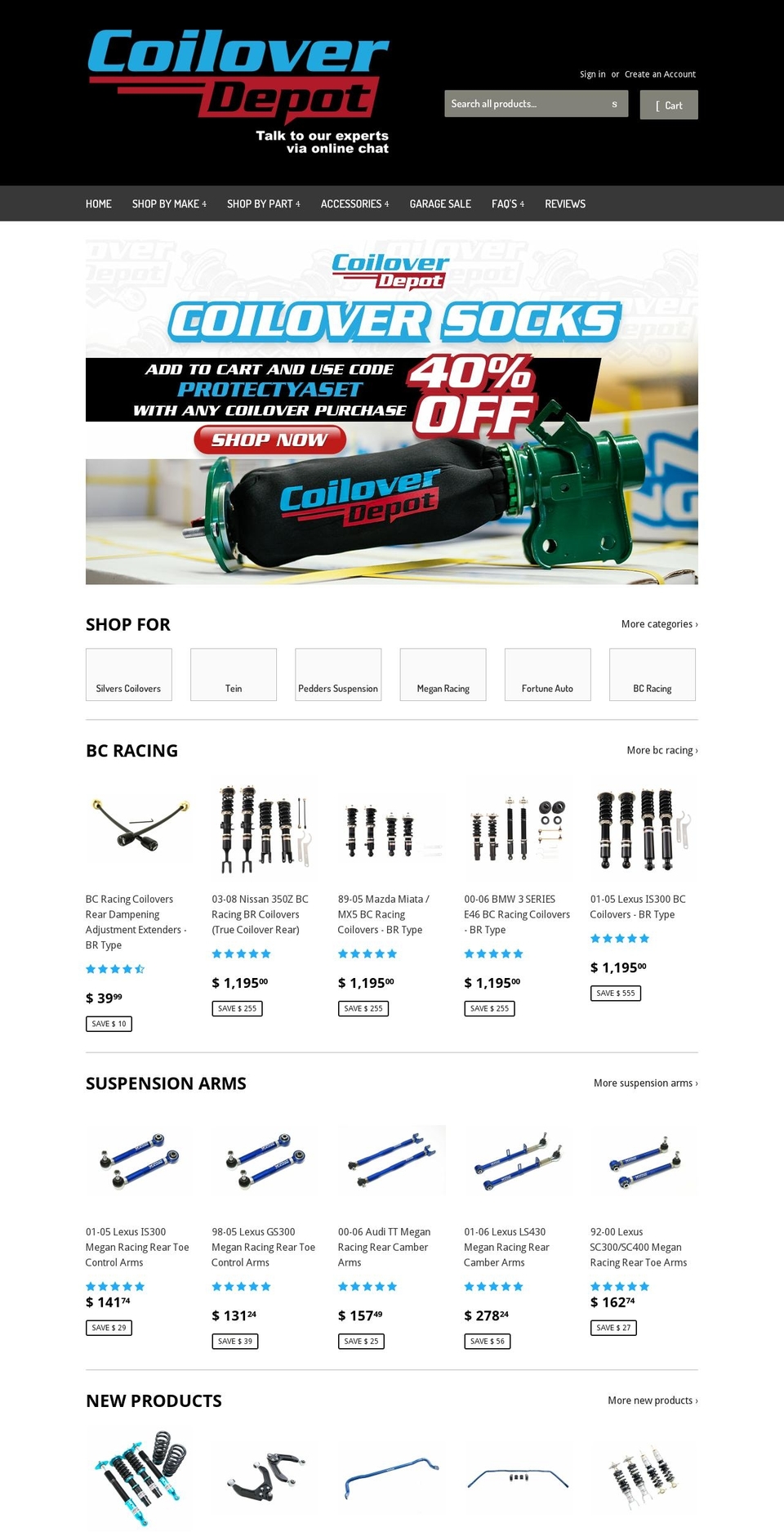 coiloverdepot.com shopify website screenshot