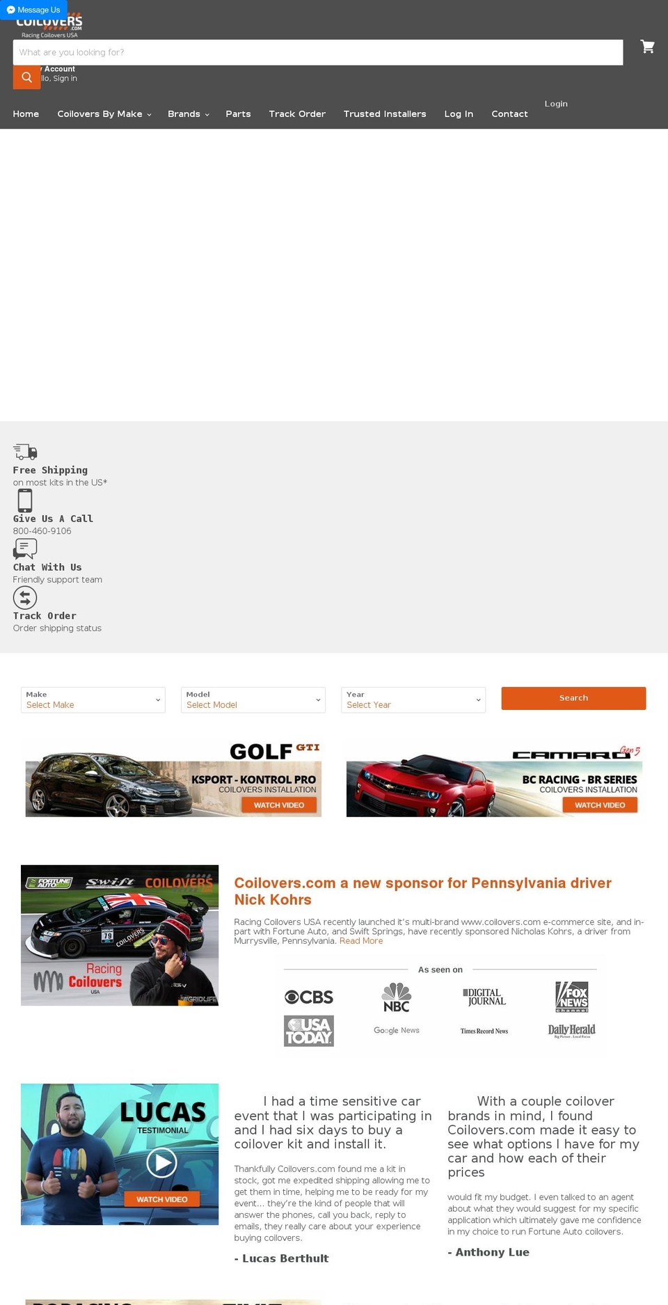 coilovers.com shopify website screenshot