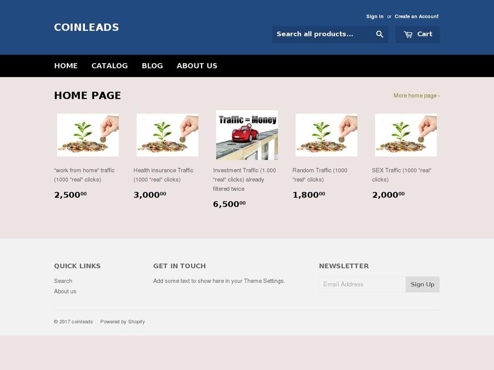 coin-leads.com shopify website screenshot
