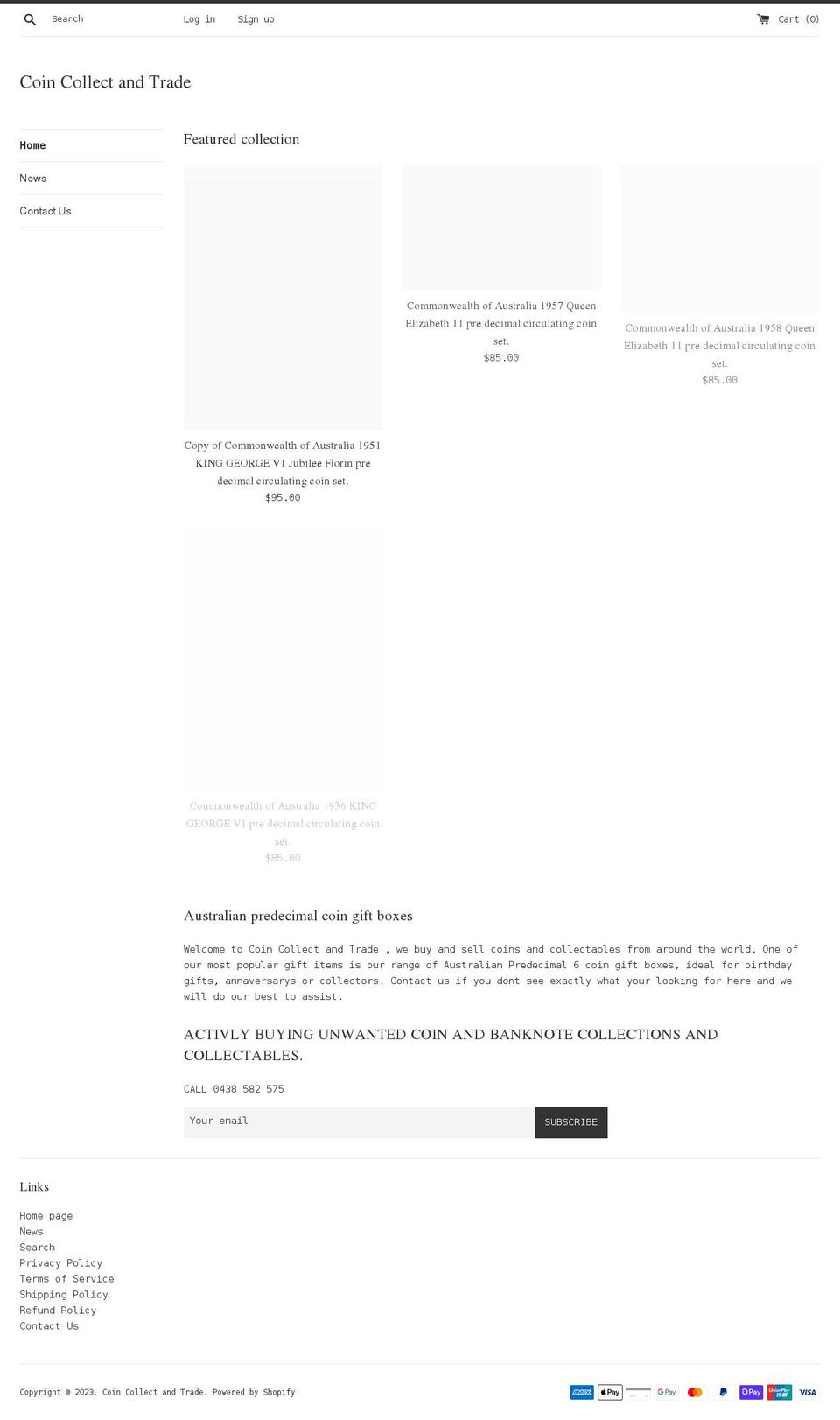 coincollectandtrade.com.au shopify website screenshot
