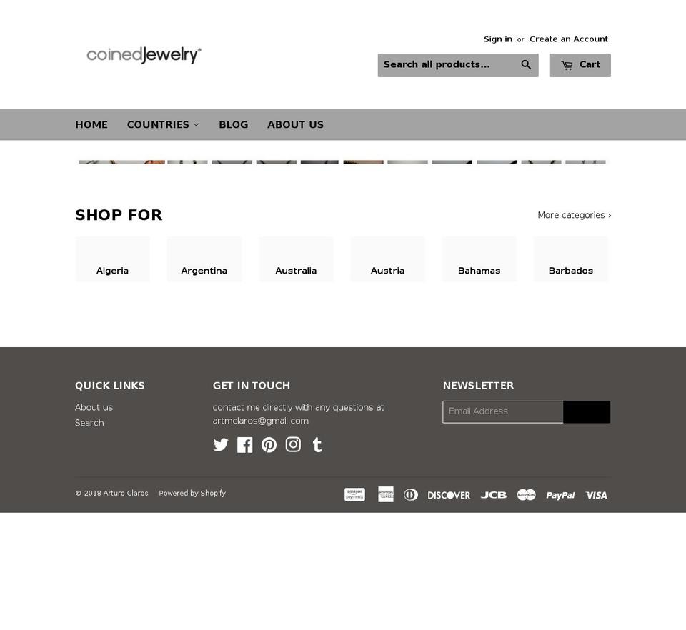 coinedjewelry.com — Shopify storefront screenshot