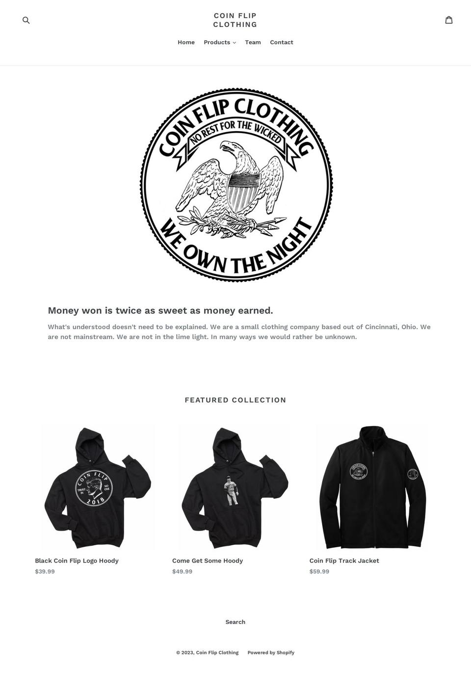 coinflipclothing.com — Shopify storefront screenshot