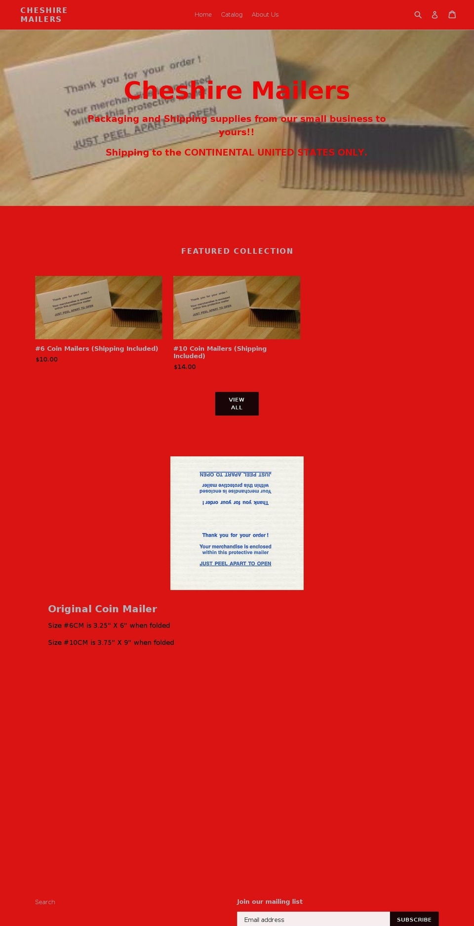coinmailers.com — Shopify storefront screenshot