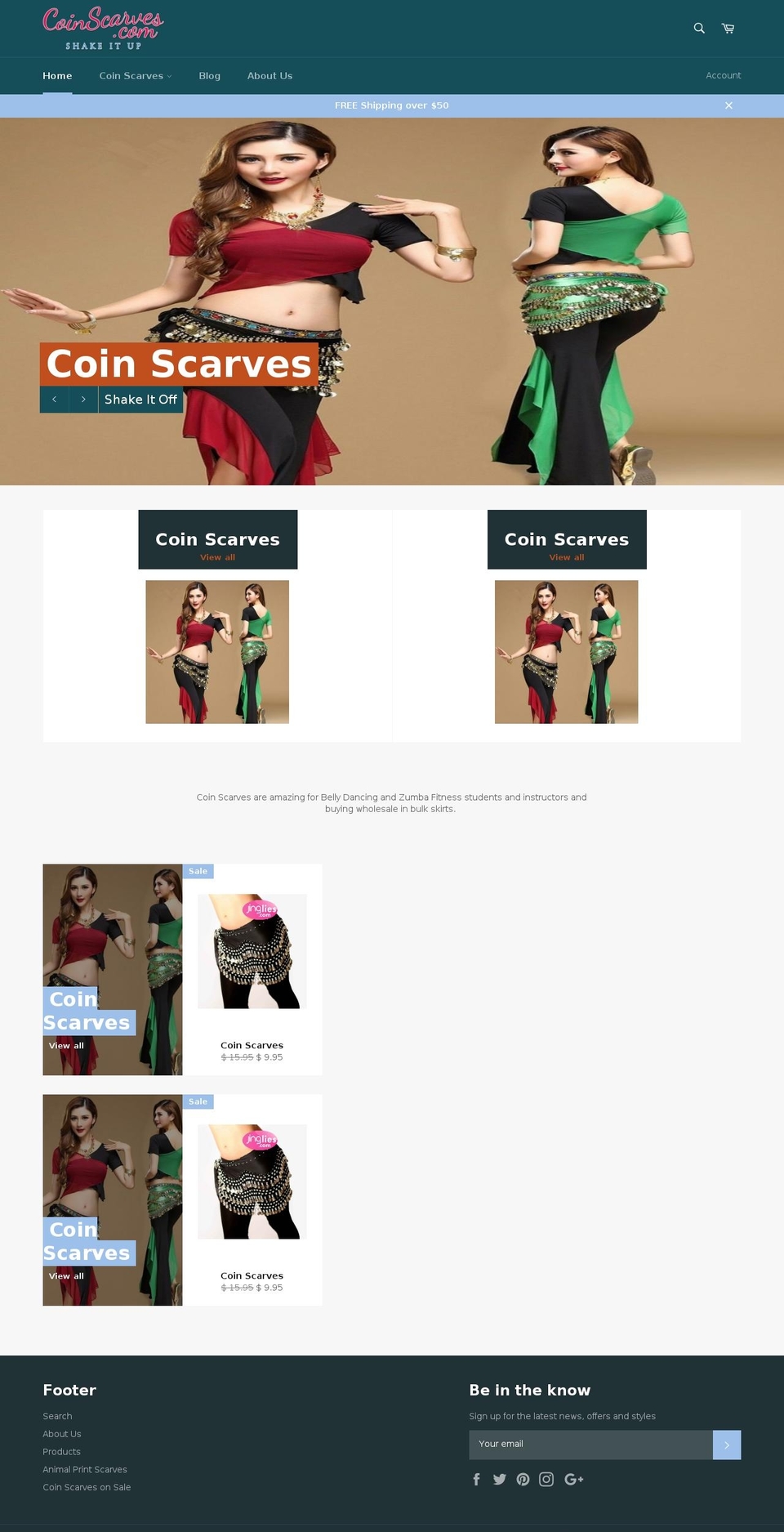 coinscarves.com shopify website screenshot
