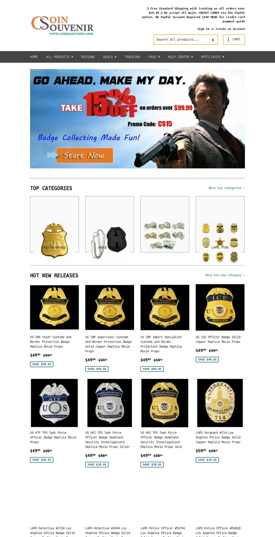 coinsouvenir.com — Shopify storefront screenshot
