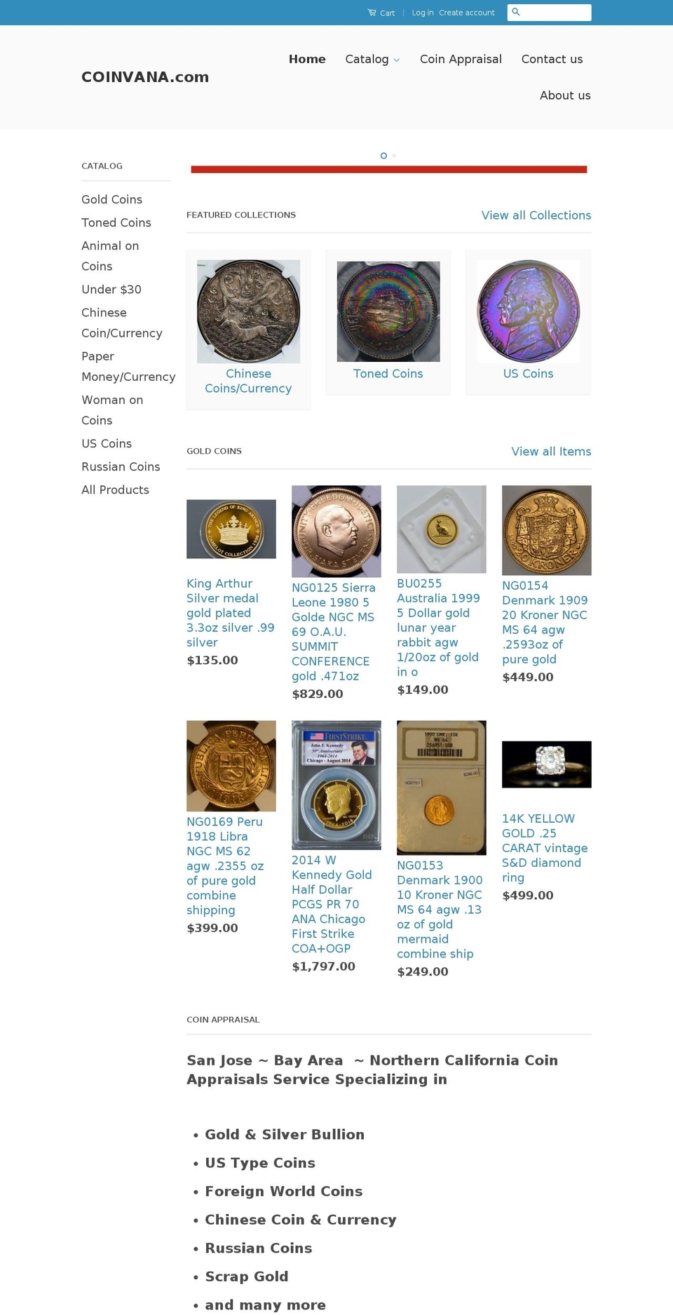 coinvana.com shopify website screenshot