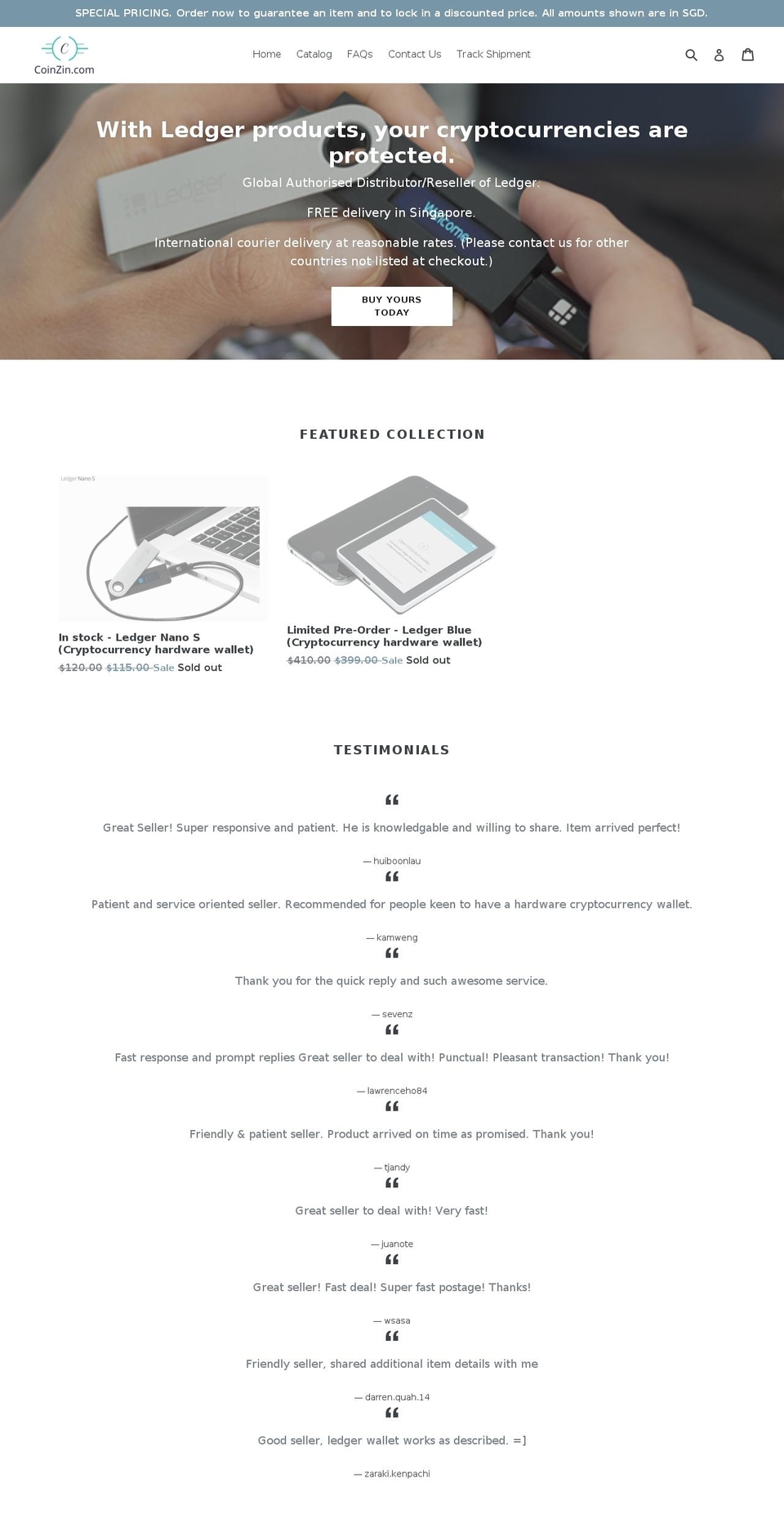coinzin.com shopify website screenshot