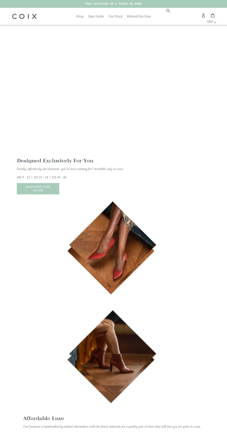 coixshoes.com shopify website screenshot