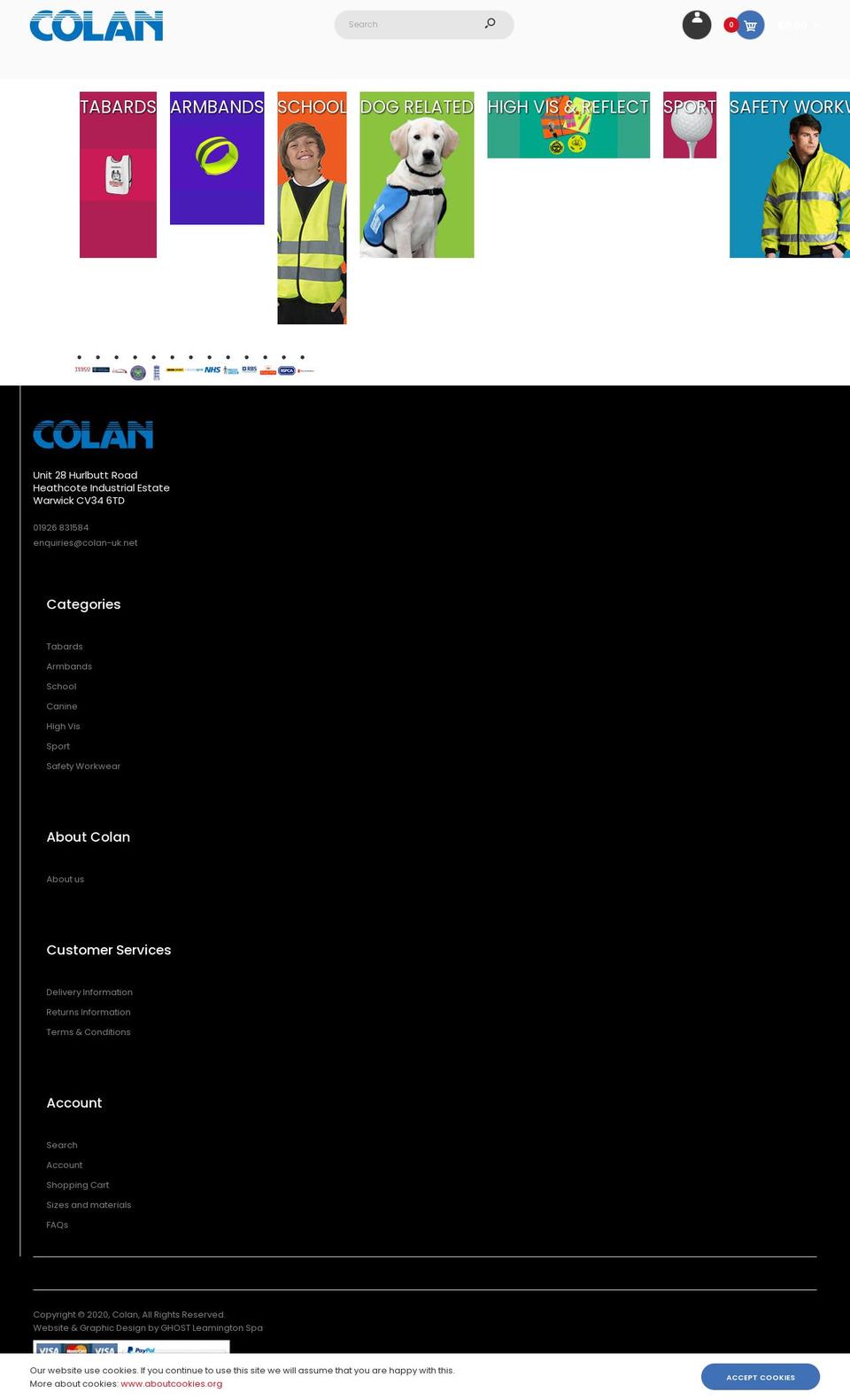 colan-uk.net shopify website screenshot