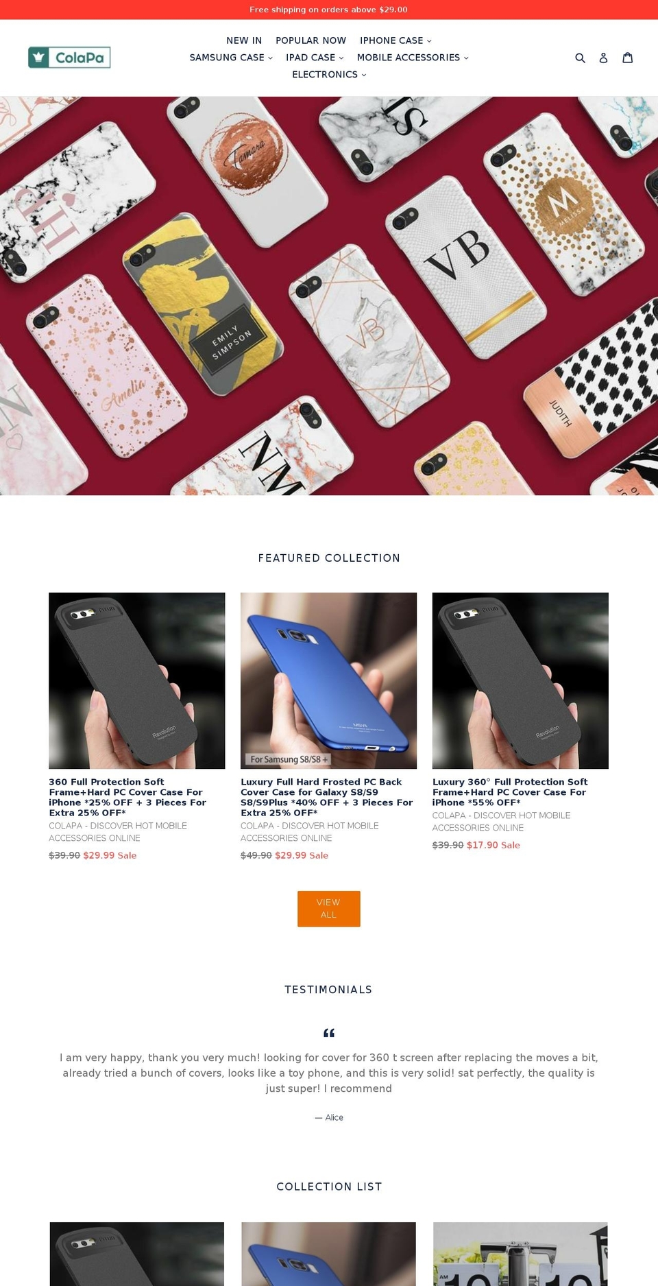 colapa.com shopify website screenshot
