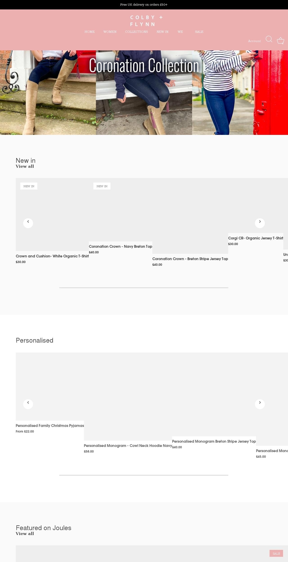 colbyandflynn.co.uk shopify website screenshot