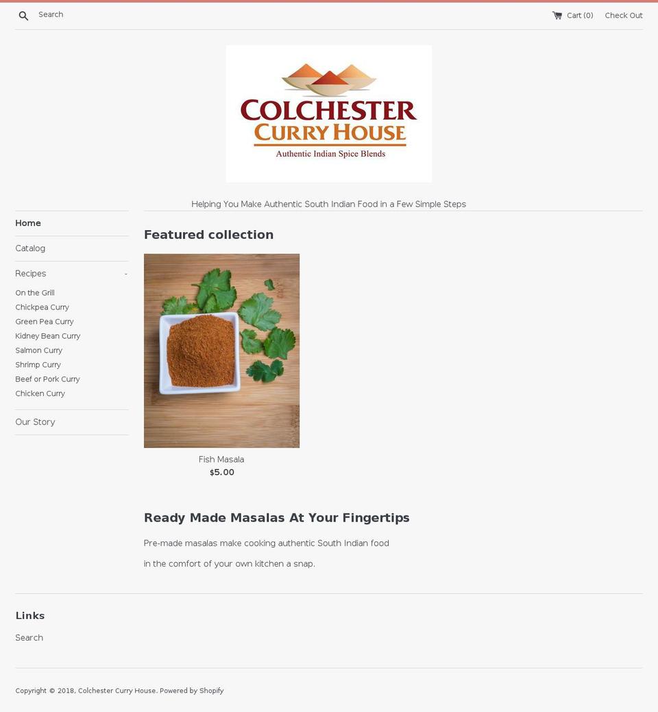 colchestercurryhouse.com — Shopify storefront screenshot