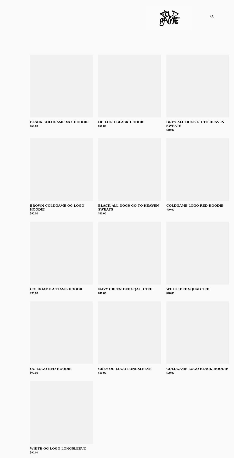 cold-game.com shopify website screenshot