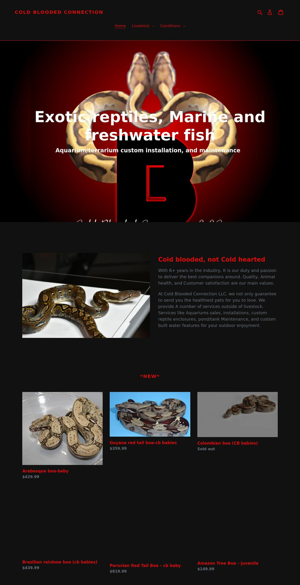 coldbloodedconnection.com shopify website screenshot