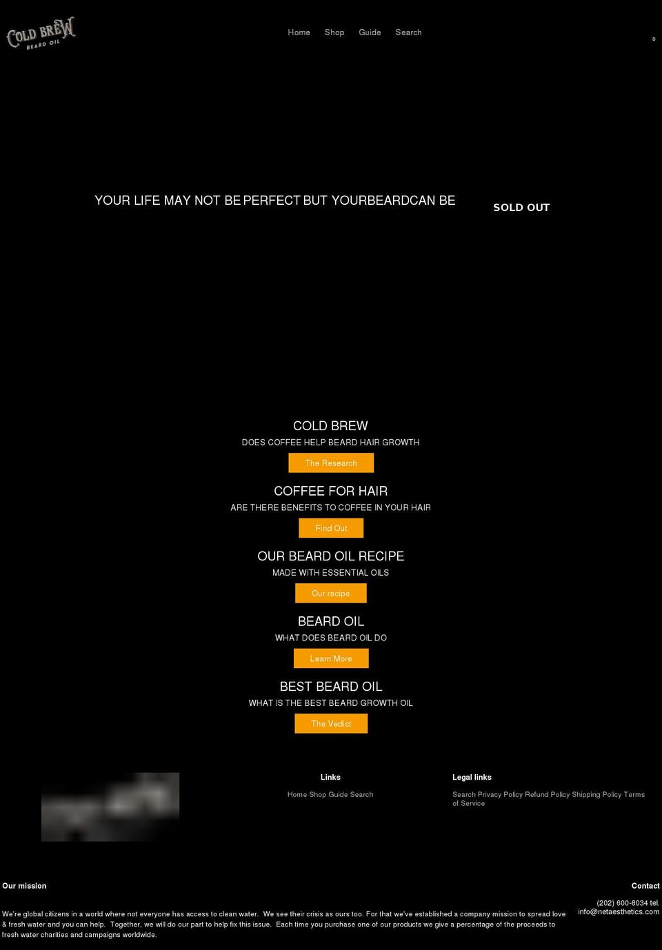 coldbrewbeardoil.com shopify website screenshot