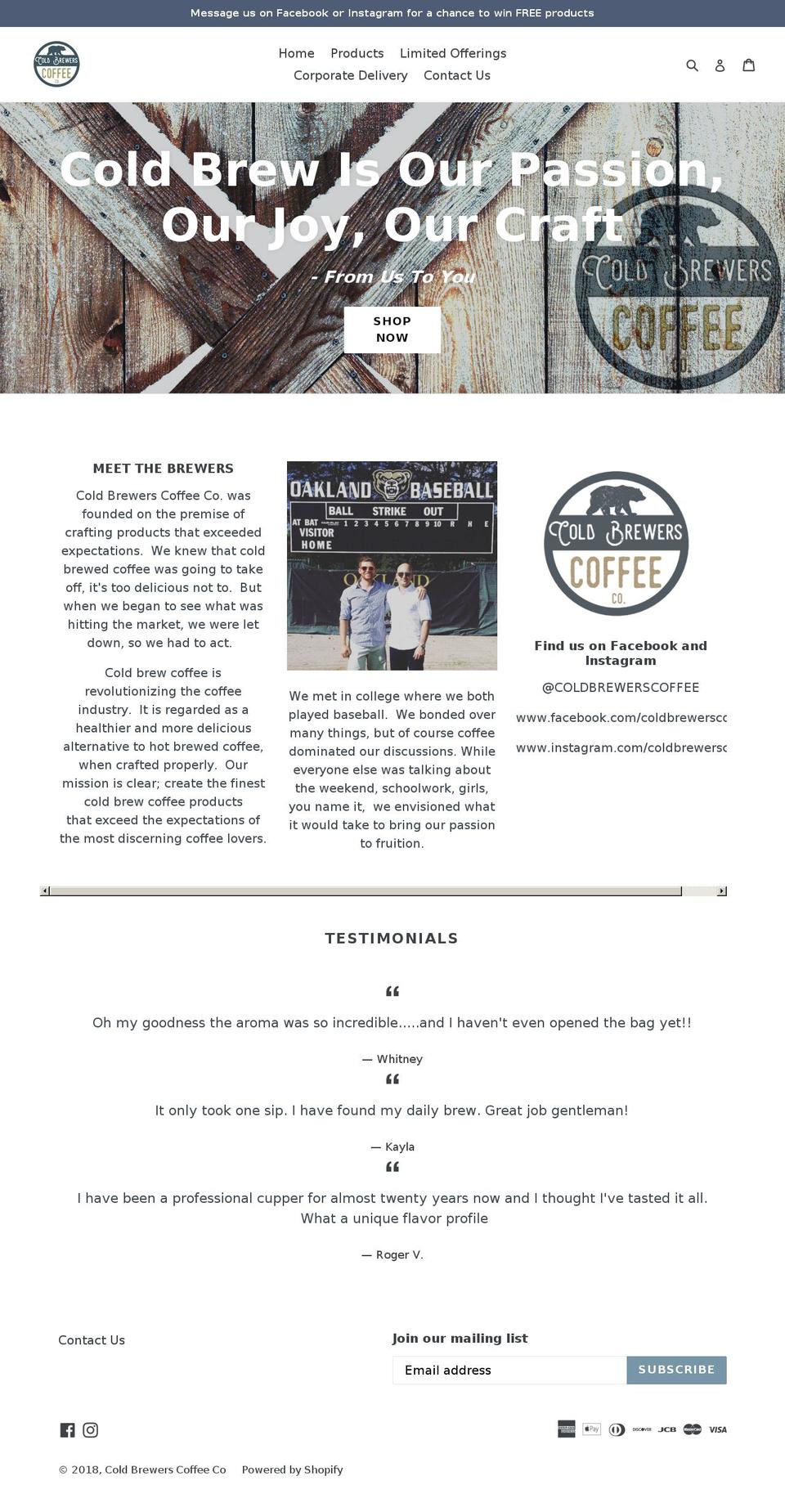 coldbrewerscoffee.com — Shopify storefront screenshot