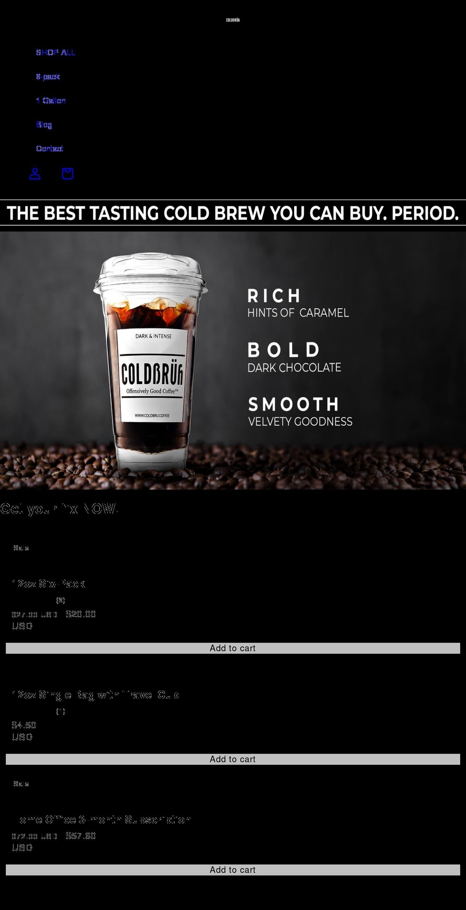 coldbru.coffee shopify website screenshot