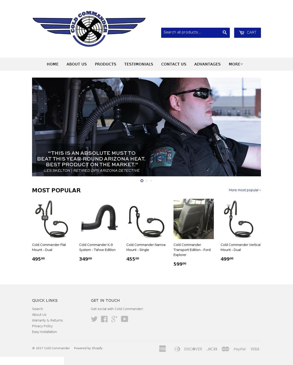 coldcommander.com shopify website screenshot