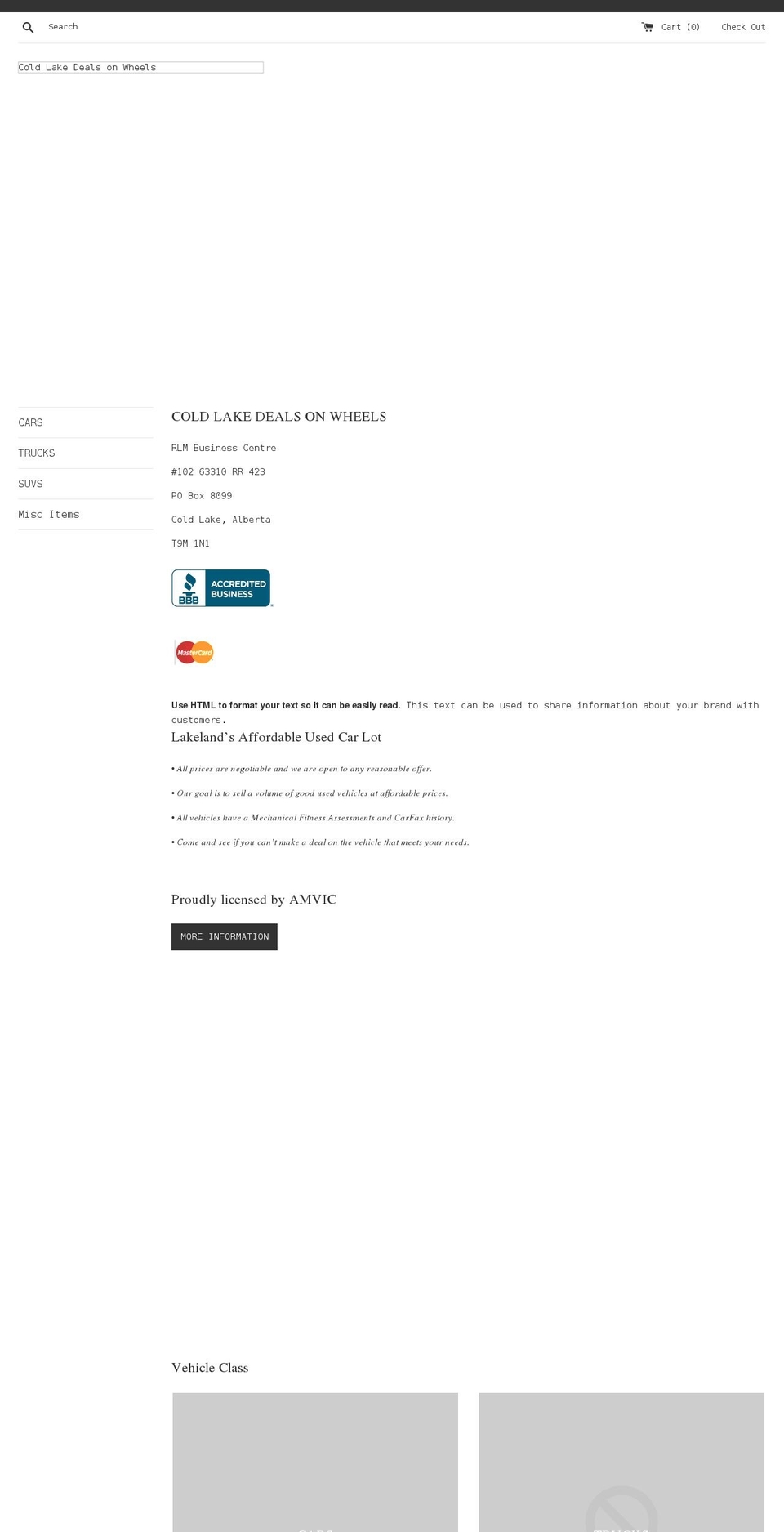 coldlakedealsonwheels.ca shopify website screenshot