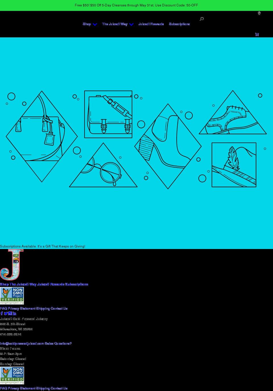 coldpressedjuiced.com shopify website screenshot