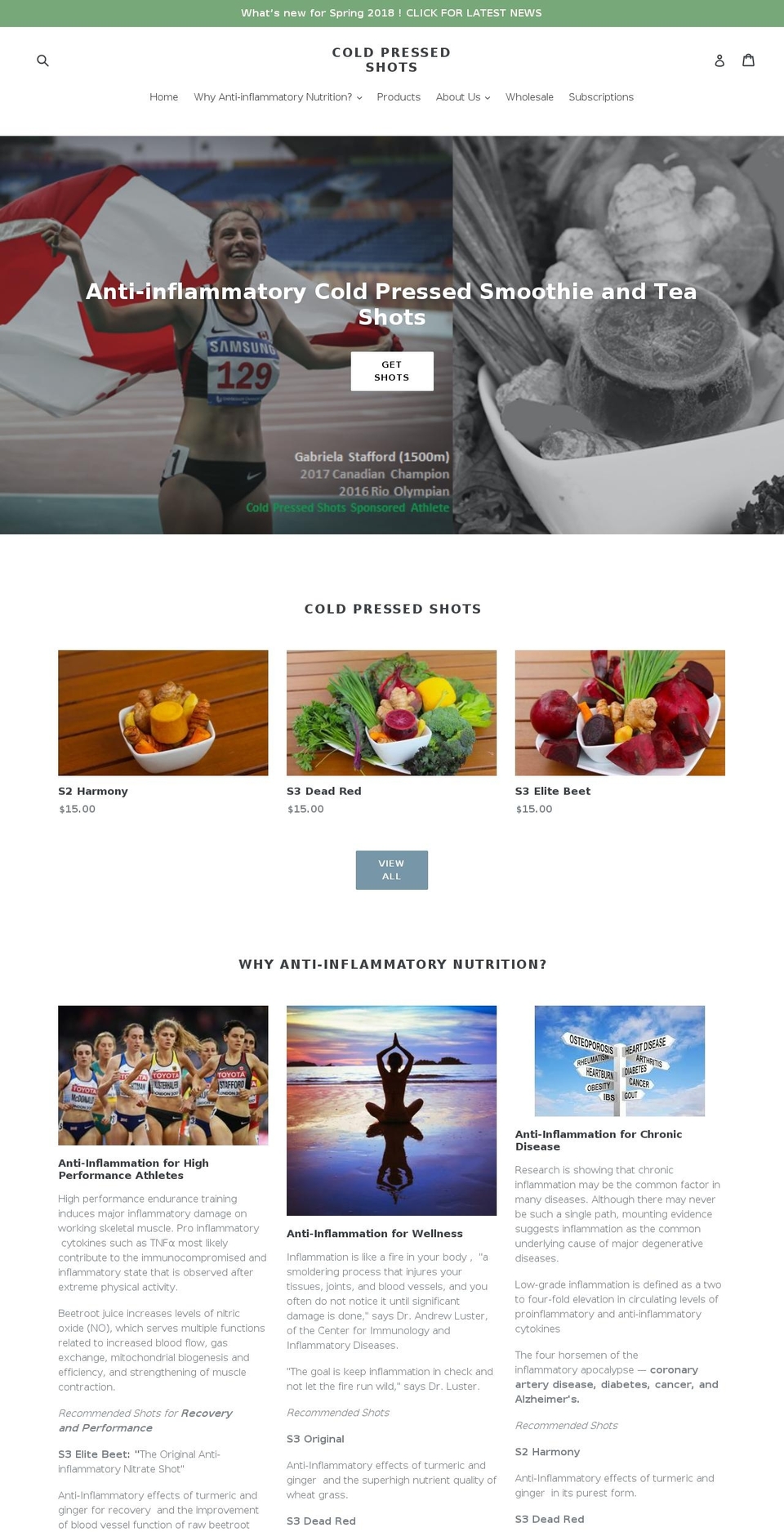 coldpressedshots.com shopify website screenshot