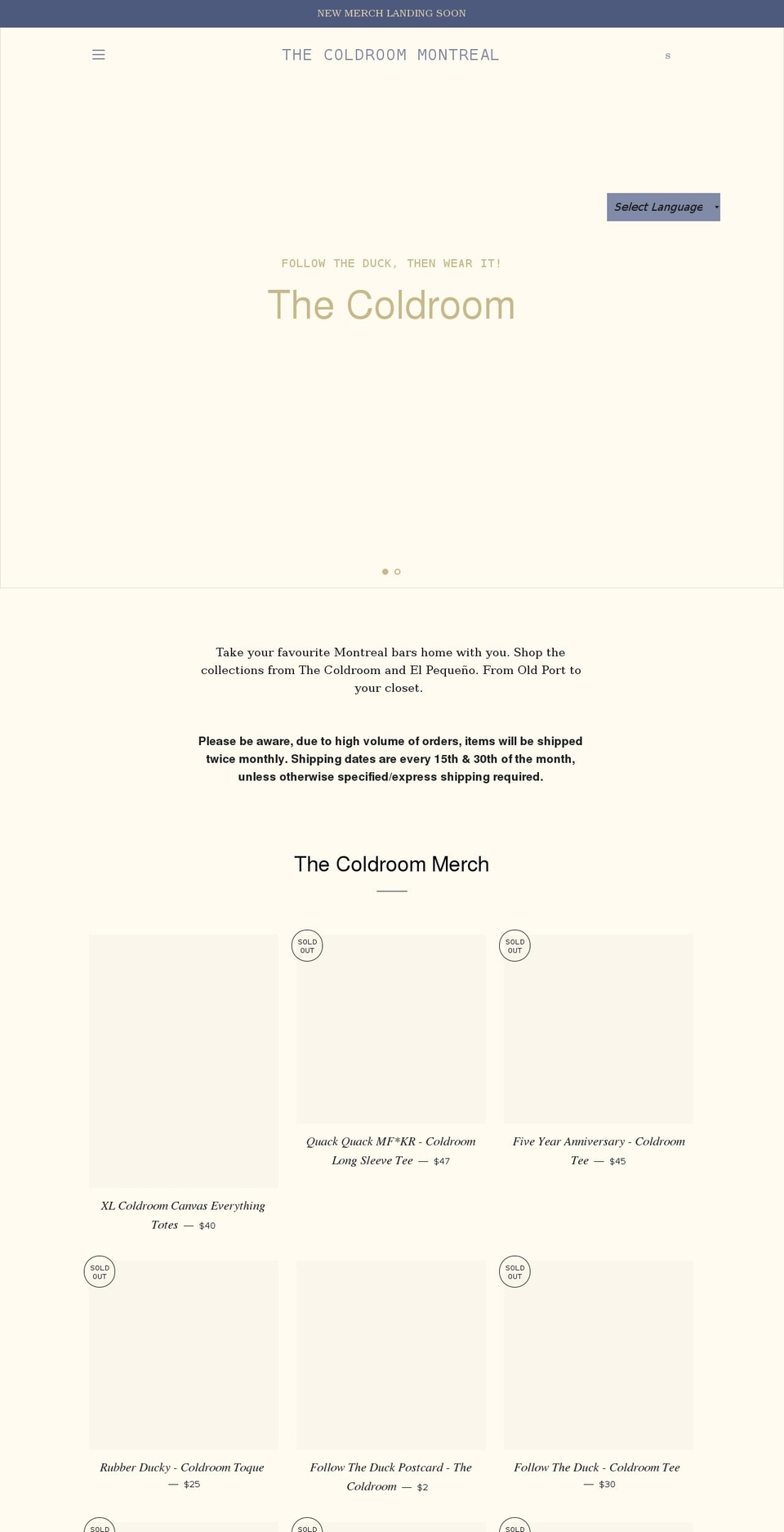 coldroommtl.com shopify website screenshot