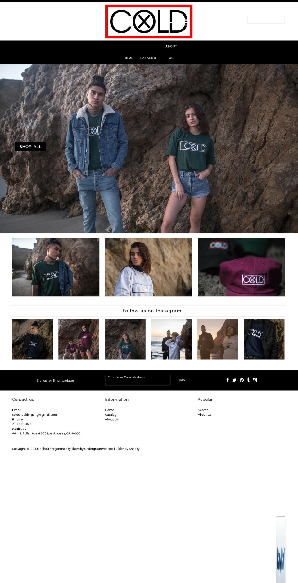 coldshouldergang.com shopify website screenshot