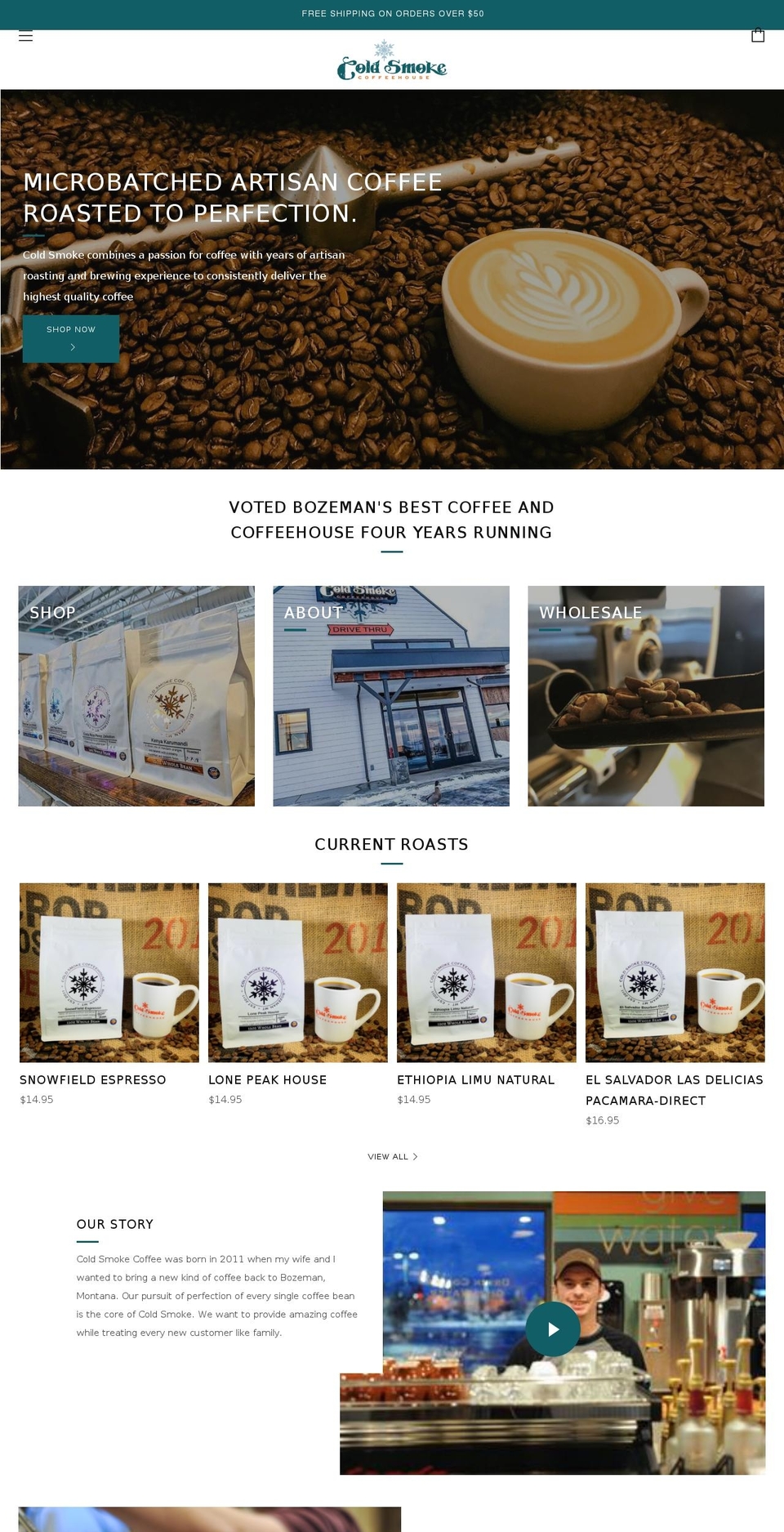 coldsmoke.coffee shopify website screenshot