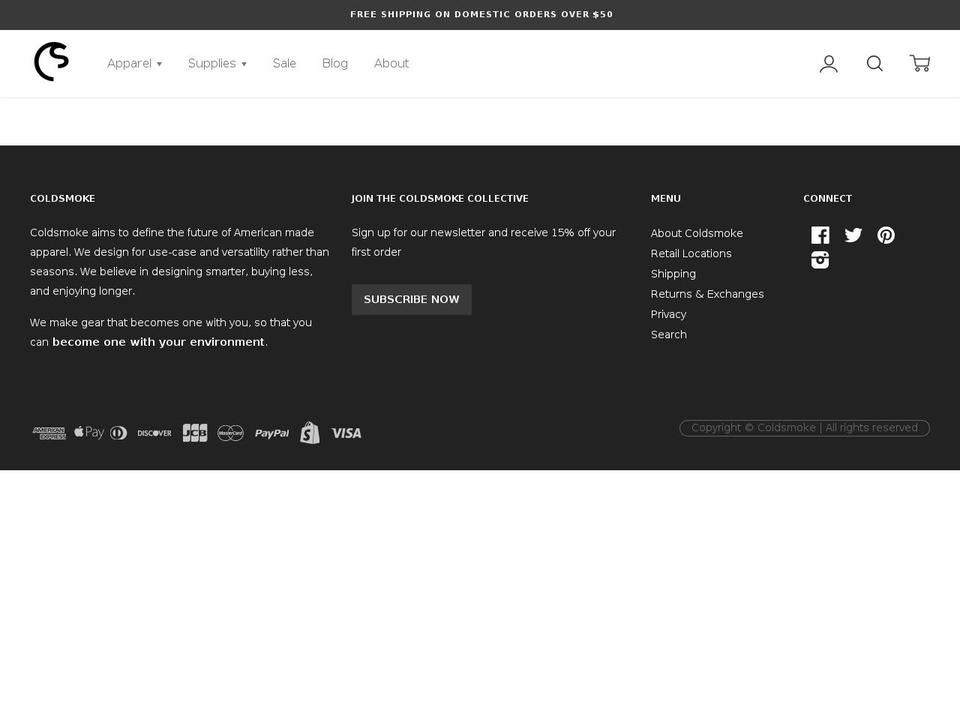 Coldsmoke (based on Ira) Shopify theme site example coldsmokeapparel.com