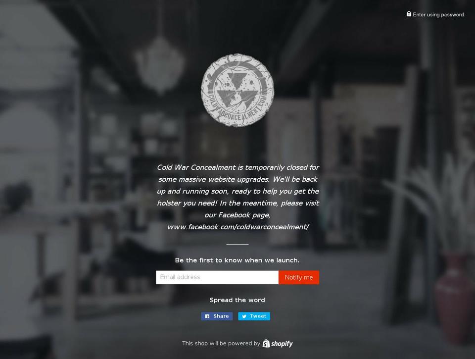 coldwarconcealment.com shopify website screenshot