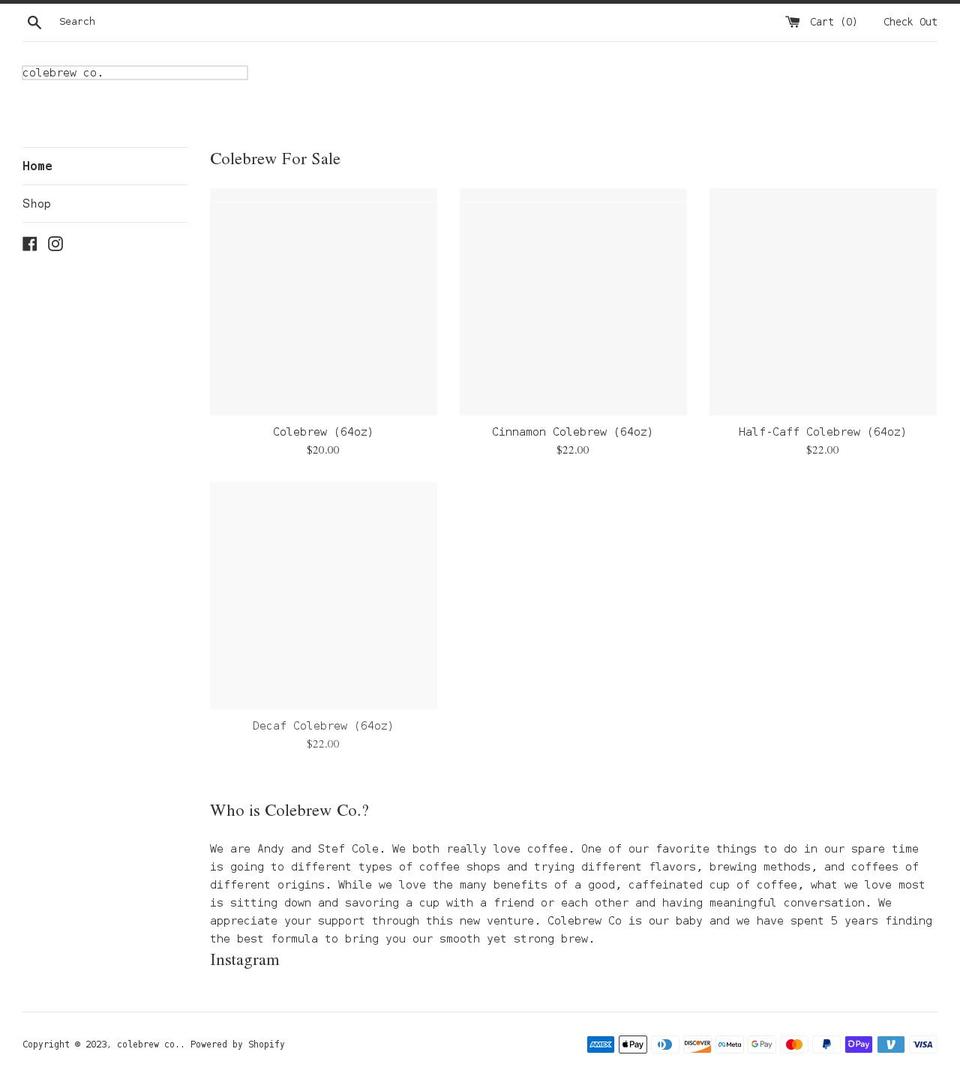 colebrewco.com — Shopify storefront screenshot