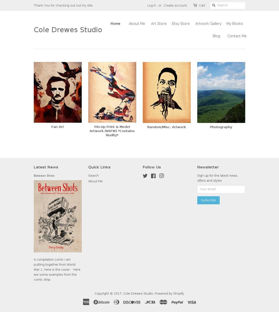 coledrewes.com shopify website screenshot