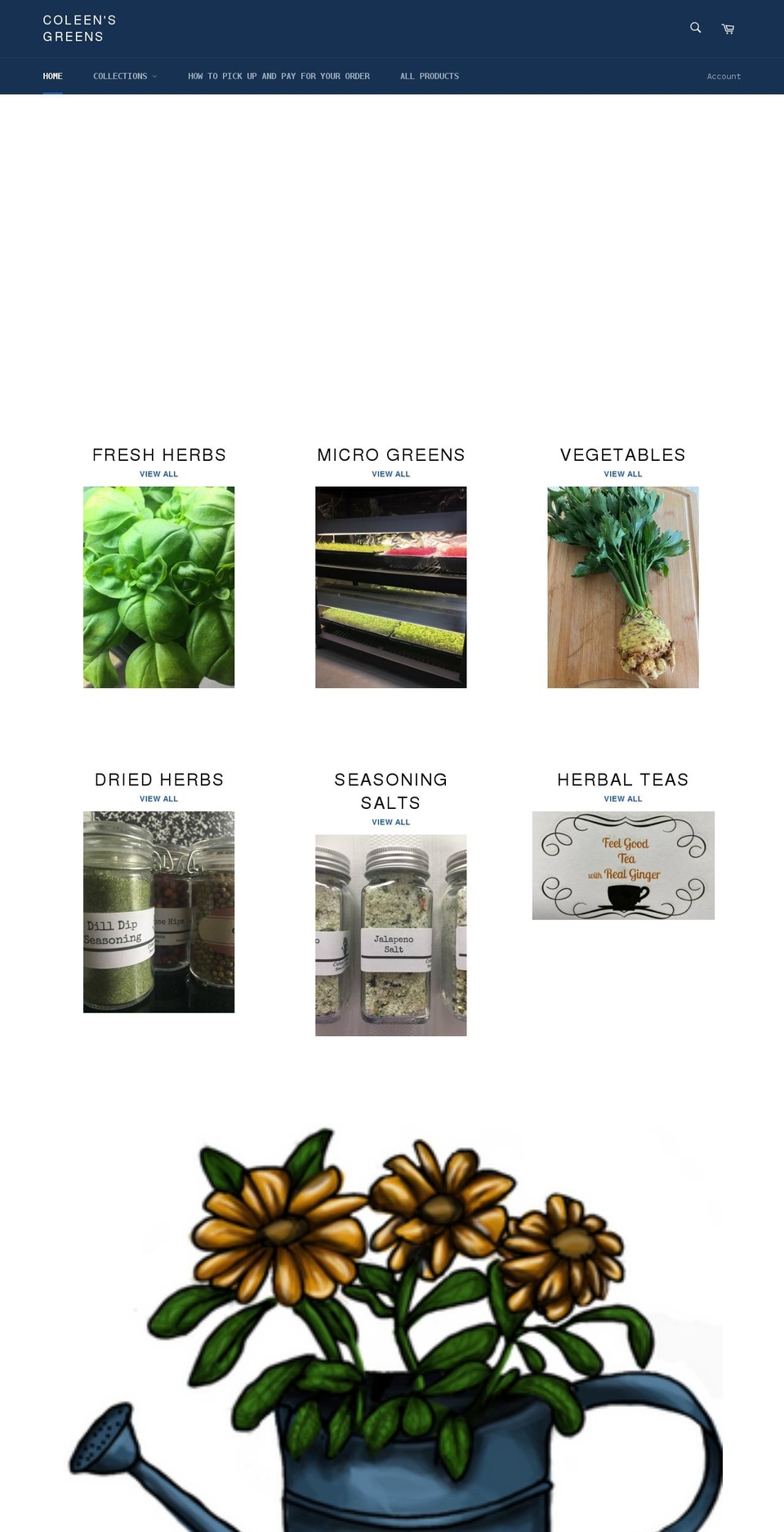coleensgreens.com shopify website screenshot