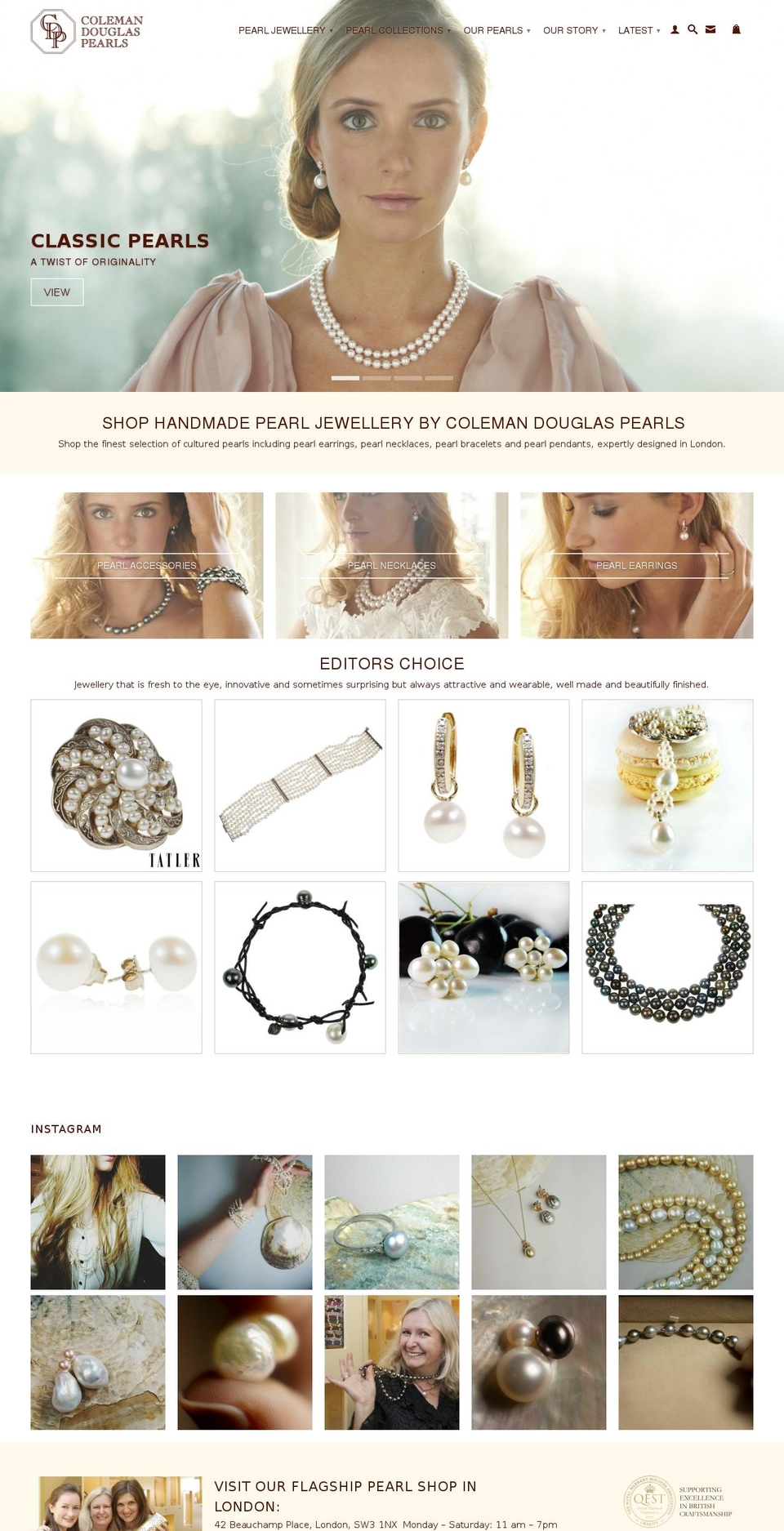 colemandouglaspearls.com shopify website screenshot