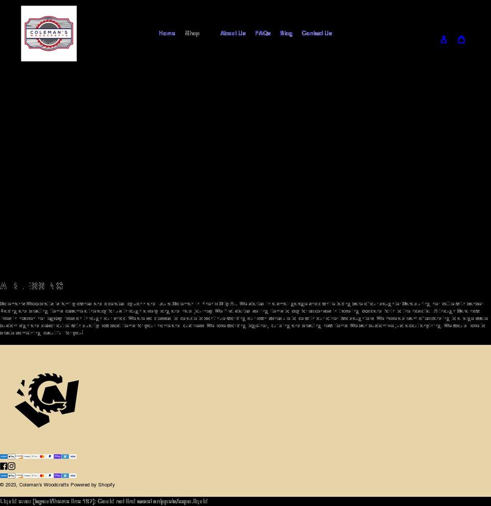 colemanswoodcrafts.com shopify website screenshot