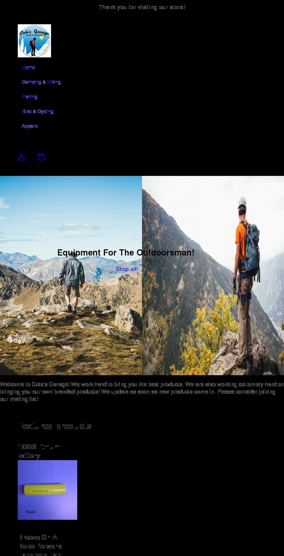 colesgarage.net shopify website screenshot