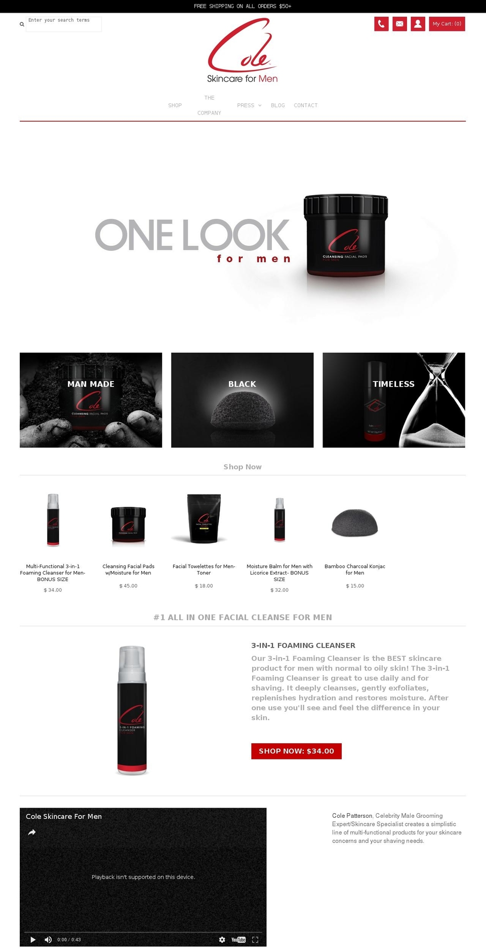 coleskincareformen.com shopify website screenshot
