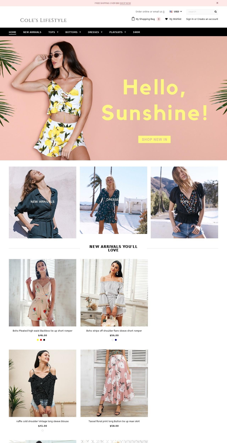 coleslifestyle.com shopify website screenshot