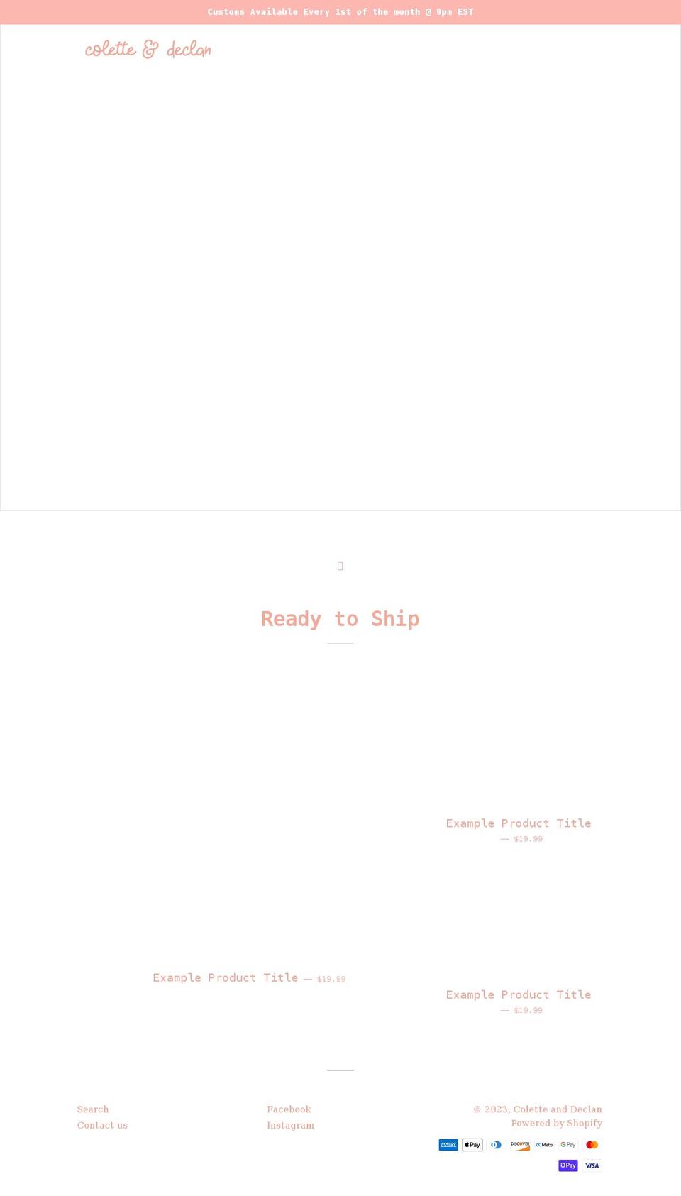 coletteanddeclan.com shopify website screenshot