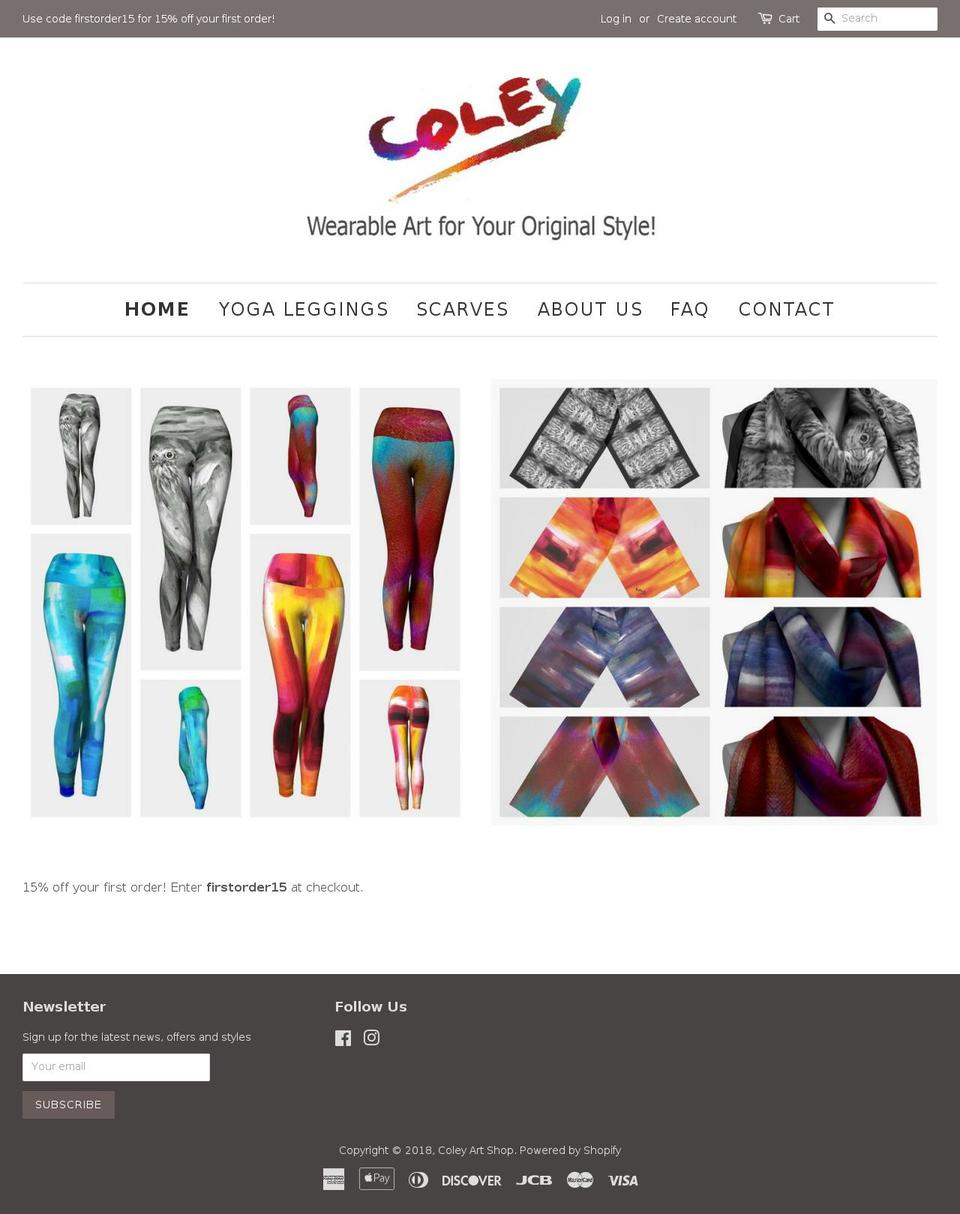 coleyartshop.com shopify website screenshot